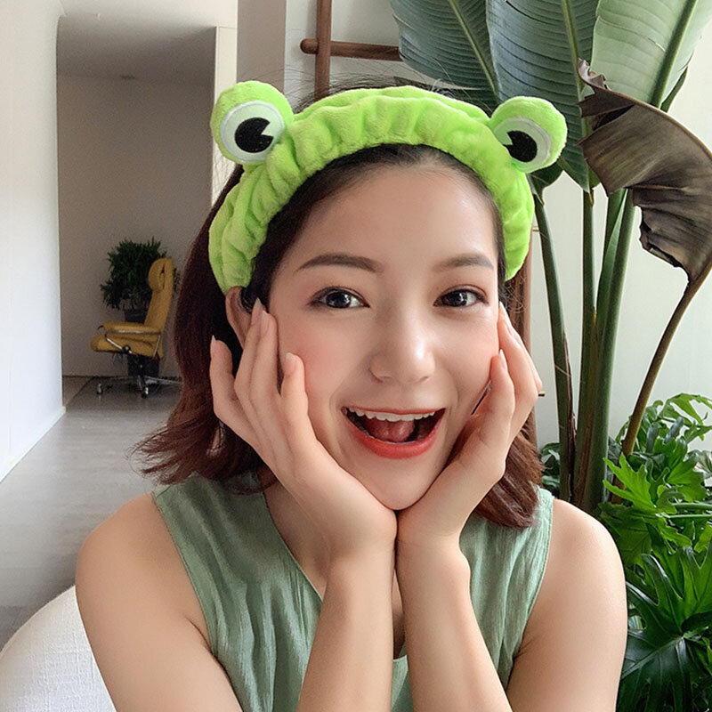 2PCS Green Frog Big Eyes Hairband Hairband Cute Cartoon Elastic Broadband Animal Hairband Hair Accessoriesories