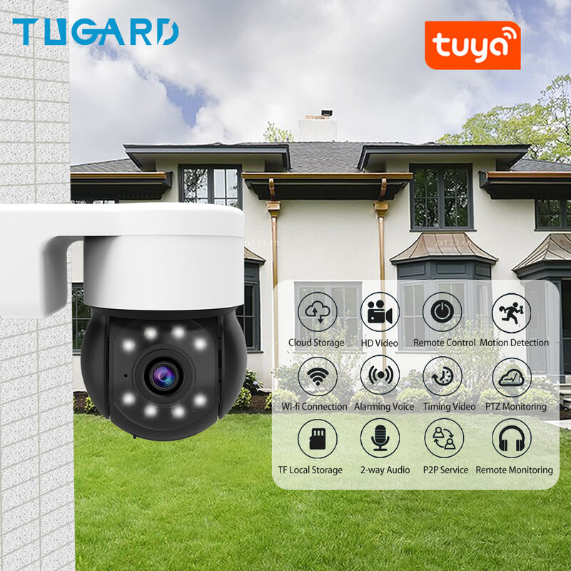 TUGARD C48 3MP 1080P Tuya Outdoor Waterproof Wifi IP Camera HD Night Vision PTZ Onvif P2P Audio CCTV Network Surveillance Camera