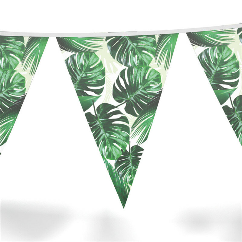 녹색 하와이 잎 일회용 식기 세트 생일 파티 여름 열대 웨딩 장식 냅킨 플레이트 컵 배너 파티 용품