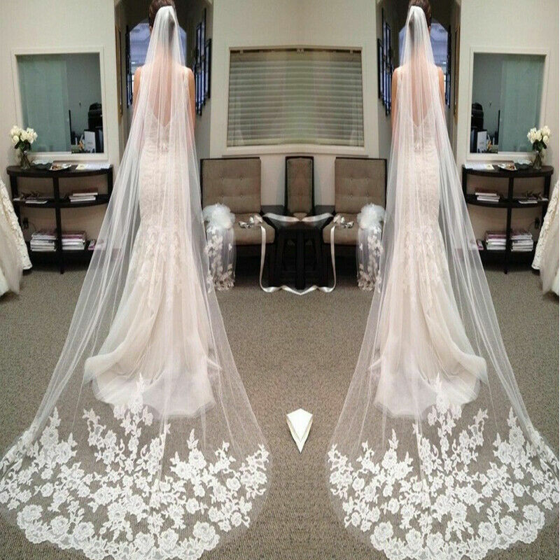 Lace Veil Bridal Veils White Ivory Wedding Veil With Bridal 2.6 Meter Long