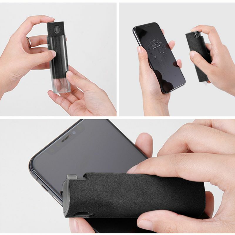 Baru Portable Tablet Ponsel Layar PC Cleaner Kain Microfiber Set Pembersih Artifact Storage 2 In 1 Ponsel Screen Cleaner Spray