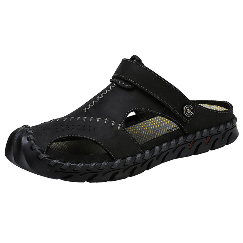 New Classic Summer High Quality Soft Leather Sandals Men Shoes Comfortable Casual Beach Slippers Fashion Footwear Big Size 38-48