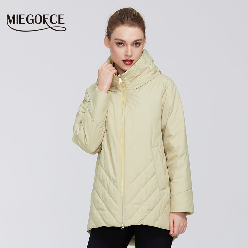 Flash Deal MIEGOFCE Collection-chaqueta cálida de algodón para mujer, abrigo resistente al viento, con cuello con capucha, media-larga