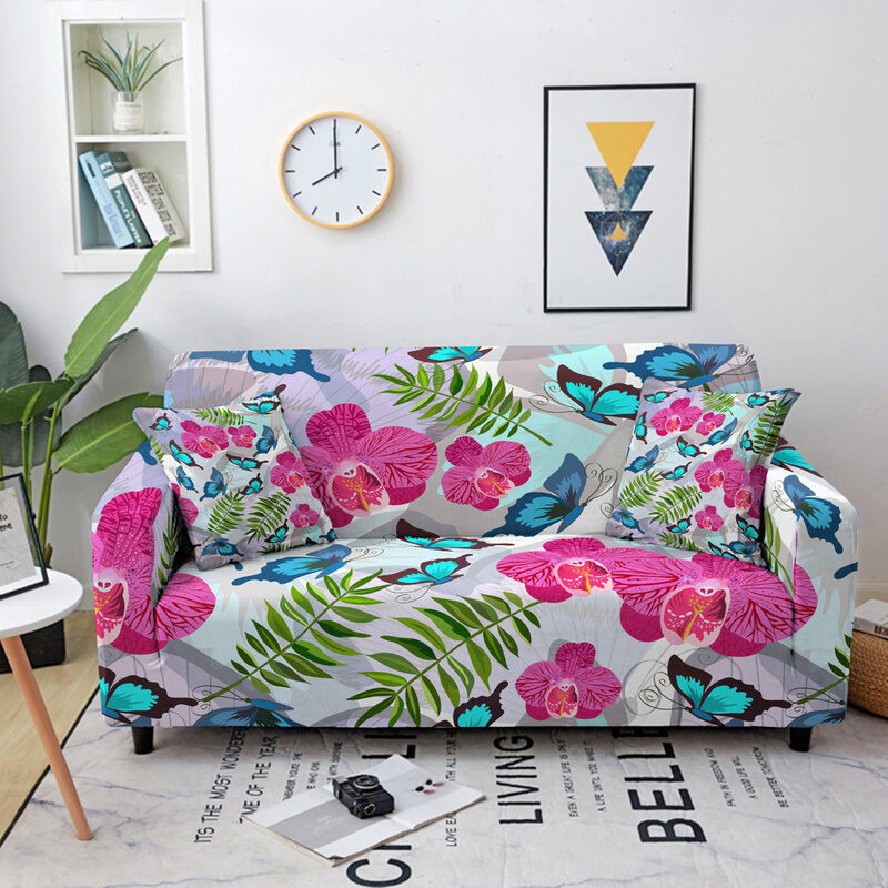 Floral Elastic Sofa Covers for Living Room Spandex Stretch Couch Cover Sofa Covers Chaise Lounge Plants Animal Sofa Silpcover