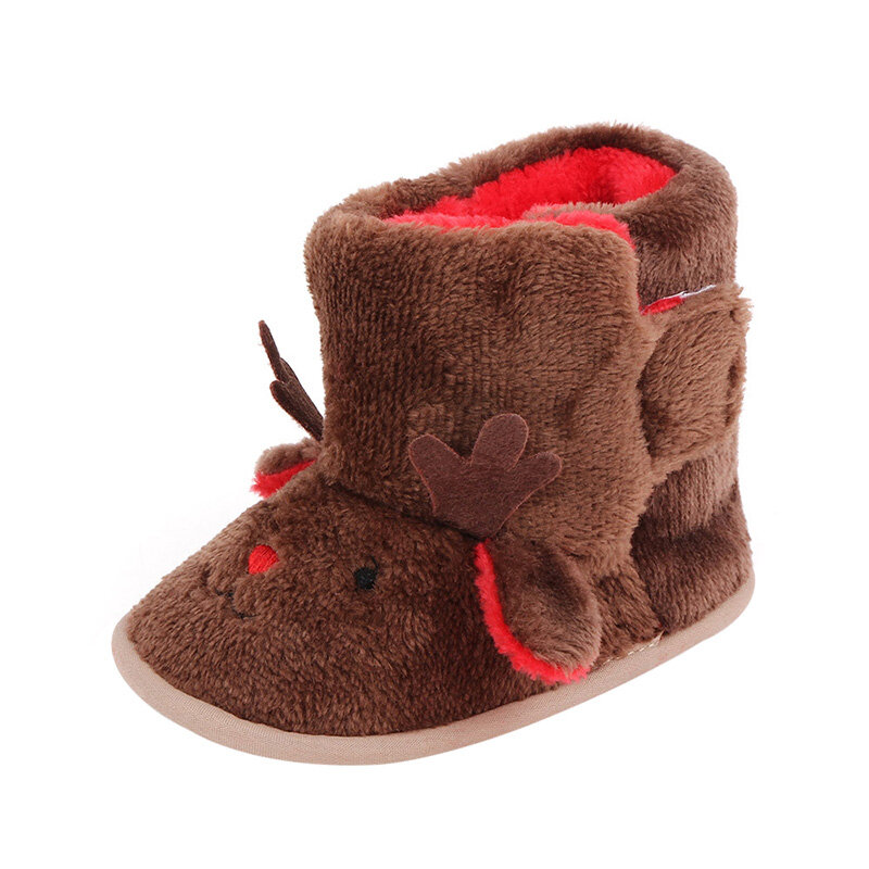 Weixinbuy الوليد الرضع طفل الفتيات الفتيان الثلوج الأحذية عيد الميلاد الشتاء الدافئة حذاء طفل الصلبة زر أفخم حذاء من الجلد 0-18 متر