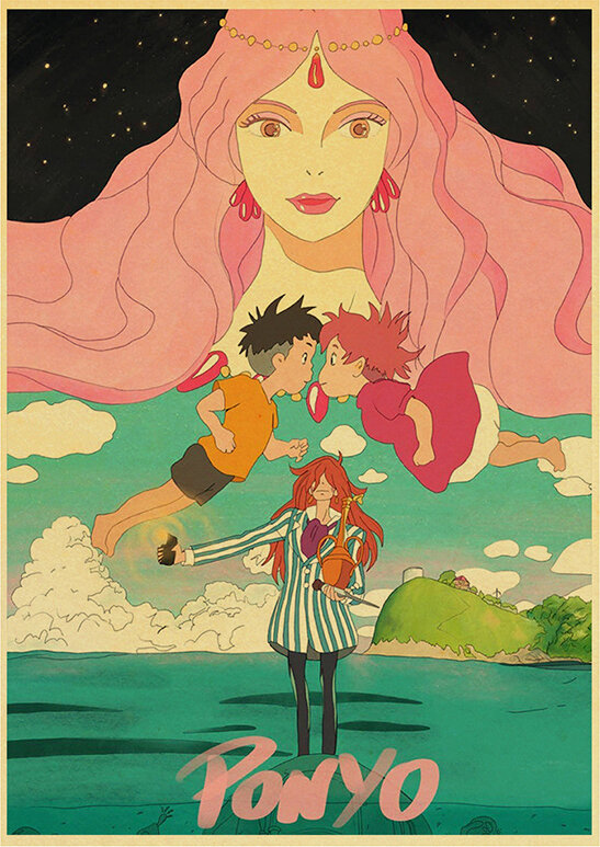 Hot Anime Collection Vintage Kraft Paper Poster Hunter X Hunter Miyazaki Hayao Movie Serie Sticker per Home Bar Cafe Wall Decor