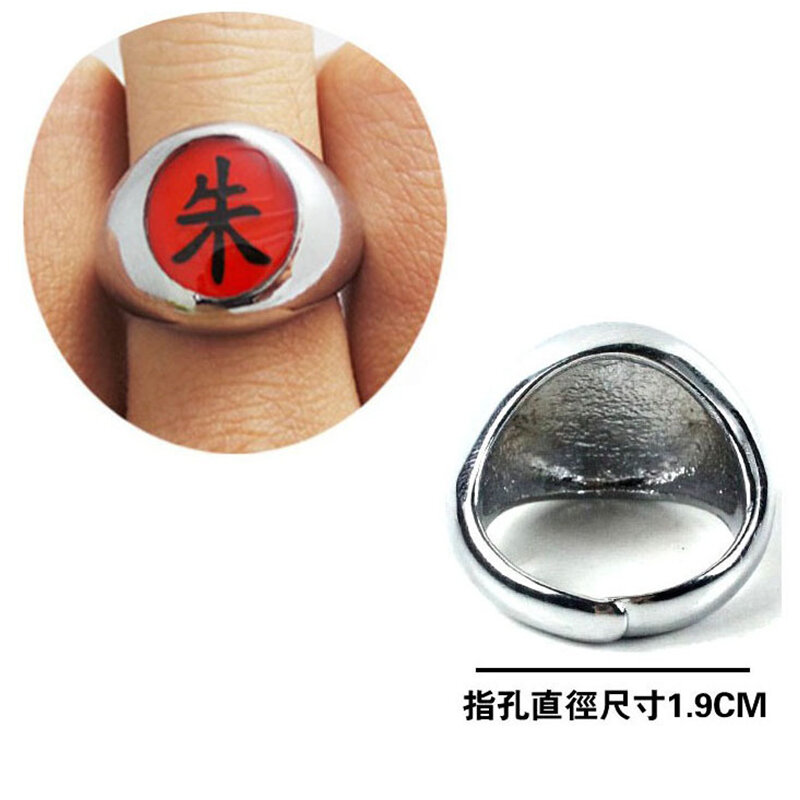 Akatsuki-anillo rojo de Anime Ninja para mujer y hombre, pulsera de dedo con letras, para Cosplay, regalo de fiesta