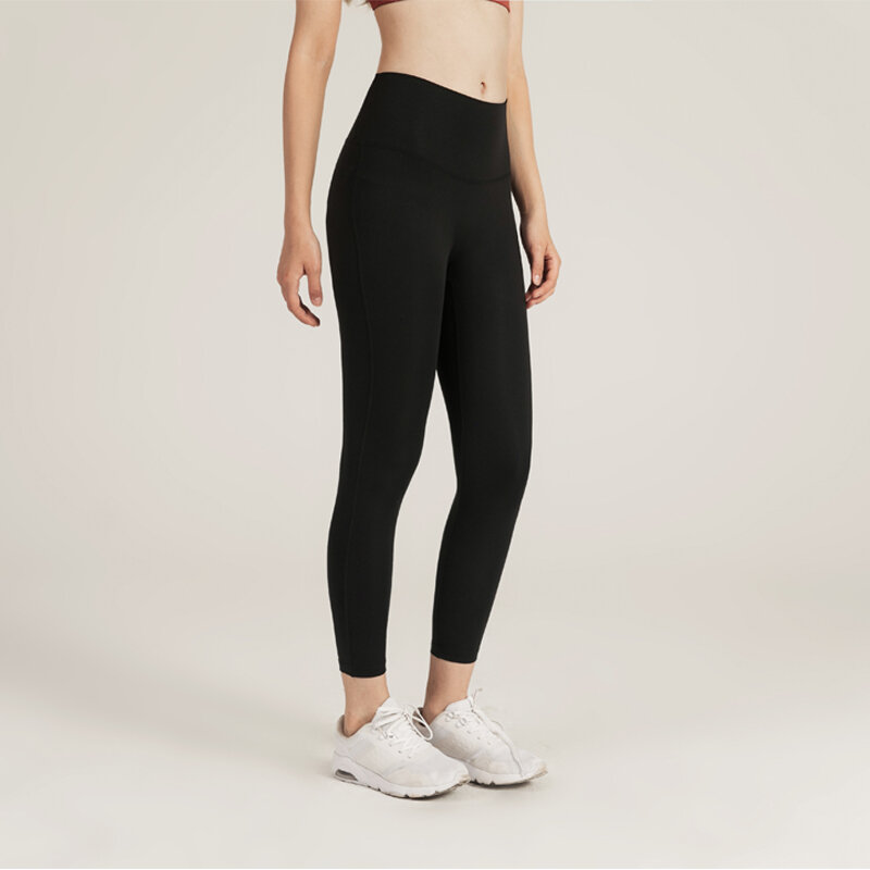 Calças esportivas femininas cor sólida elasticidade leggings de yoga para fitness calças calças de cintura alta calças esportivas para mulher