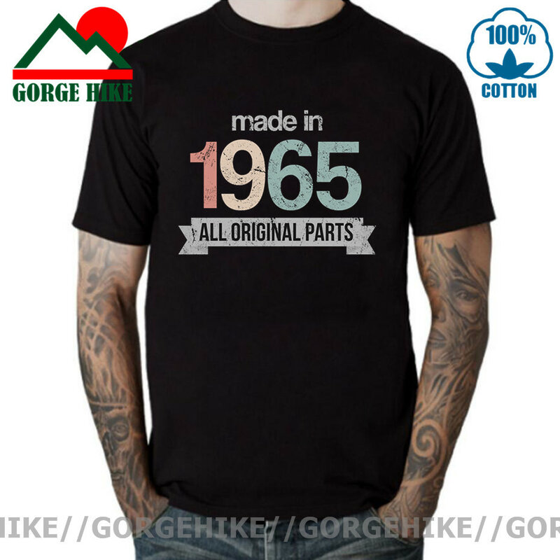 Футболка мужская из хлопка, с коротким рукавом, винтажная уличная футболка, подарок на 55 день рождения, сделано в 1965
