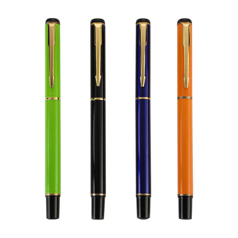 قلم حبر جاف معدني بعلامة تجارية ذات جودة لطيفة بتصميم أنيق ، قلم كتابة لرجال الأعمال ، أقلام شراء ، 2 هدية إرسال