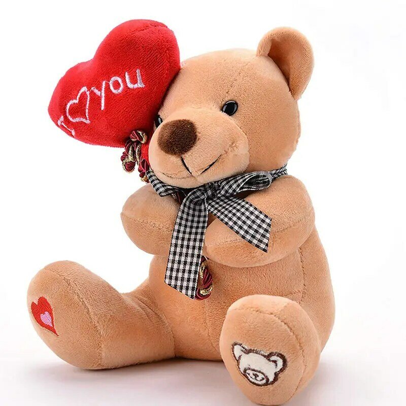 Boneka Beruang Kawaii 18CM dengan Hati Cinta Mainan Lembut I Love You Boneka Anime untuk Hadiah Ulang Tahun Anak Perempuan