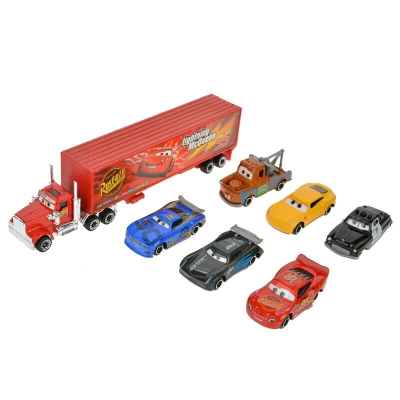 Disney Pixar Cars 3 Lightning McQueen Jackson Storm Mack Truck juego de coches de plástico para niños, regalos de cumpleaños