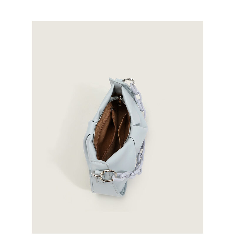 女性のためのシックなチェーン付きの柔らかい革のハンドバッグ,折りたたまれたクラウドアームバッグ,新しいコレクション2021