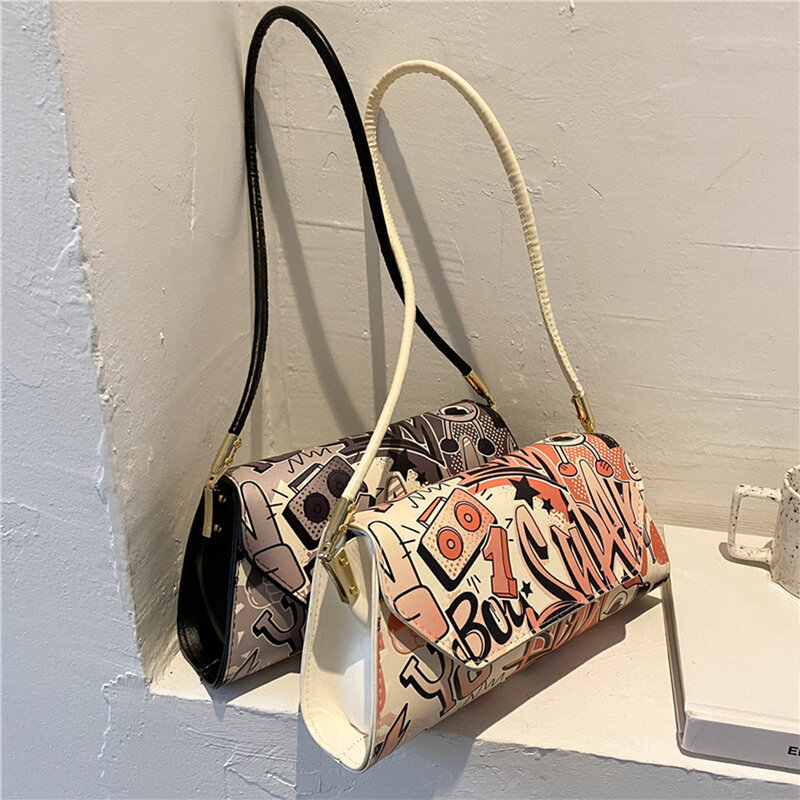 Neue trendy fashion persönlichkeit gemalt damen schulter tasche einfache große-kapazität damen handtasche handy tasche brieftasche