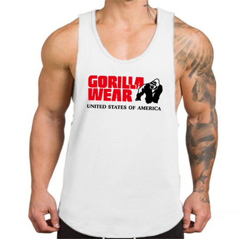 Gorilla Wear Стильный хлопковый жилет без рукавов Мужская рубашка для фитнеса мужская майка тренажерный зал, бодибилдинг, фитнес-жилет для фитне...
