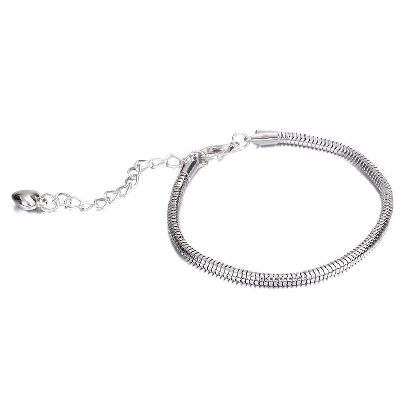 Bracelet à Base de chaîne serpent couleur argent authentique pour femmes, nouveau, classique, Original, européen, charme, amour, bijoux à faire soi-même, cadeaux