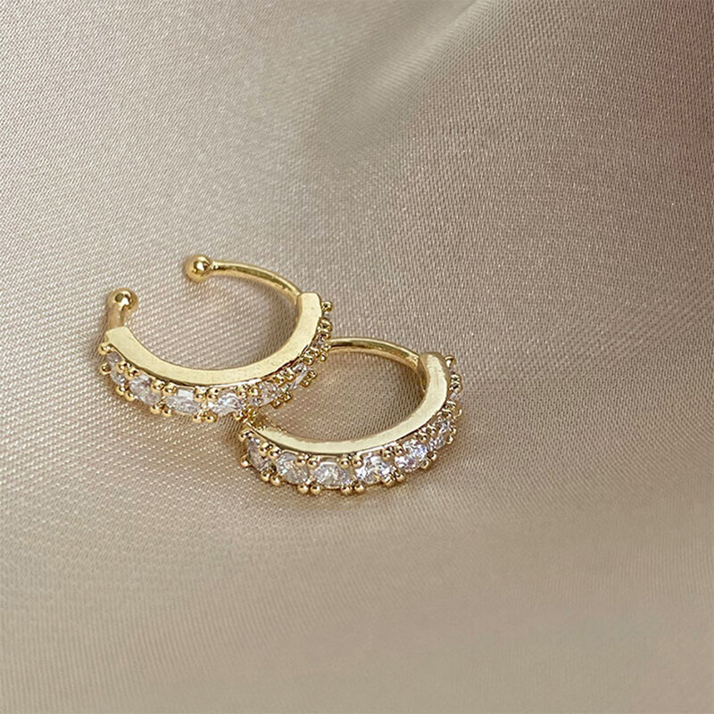 Kristall Ohr Manschette Ohrring für Frauen Gold Farbe C-Form Ohne Piercing Aussage Kleine Ohrring Braut Hochzeit Ohr Clip schmuck