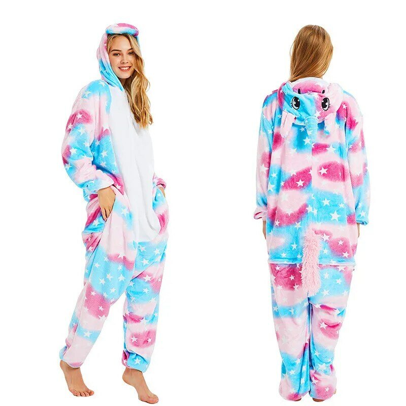 Kigurumi – Pyjama de noël unisexe pour femme, vêtement de nuit, licorne, Panda, costume de dessin animé, flanelle, pour adulte