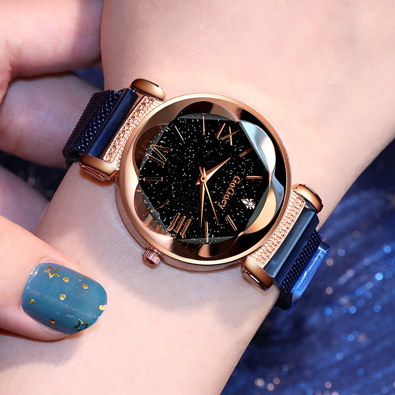 Relógio feminino gogoey personalidade de luxo romântico estrela relógios cristal ímã fivela senhoras relógio tempo relogio feminino