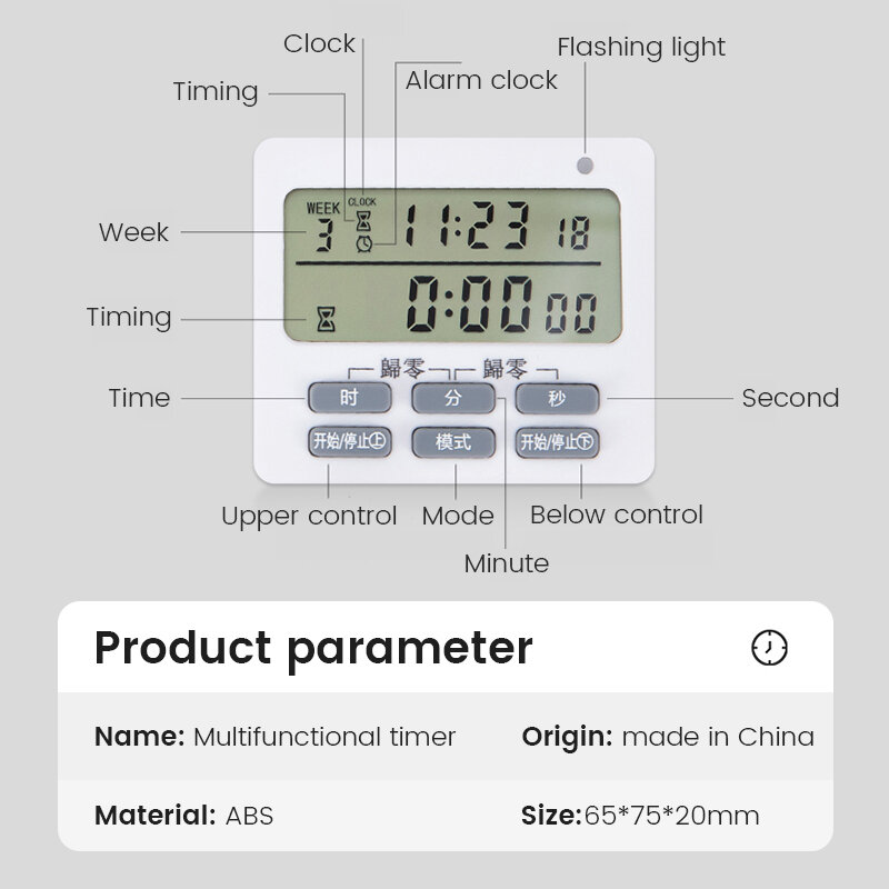 Wygodny zegar magnetyczny stoper cyfrowy do egzaminu gotowania minutnik cyfrowy wyświetlacz Timer zegar do spania Alarm inteligentny zegar