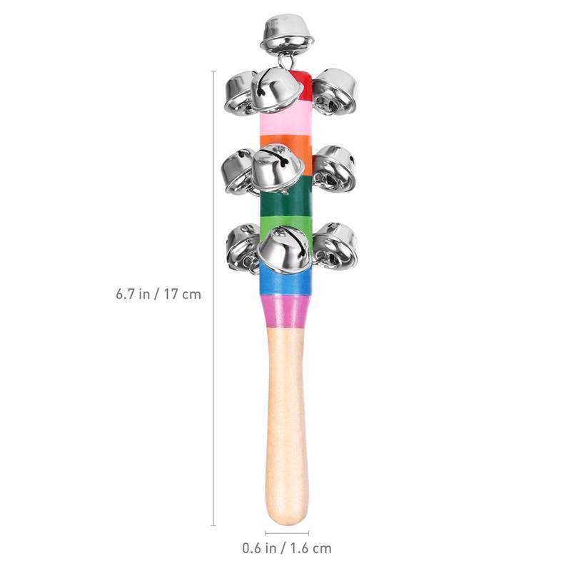 TOYMYTOY 3pcs Baby Kids Toys Jingle Bell Christmas Hand Jingle Bells Children Musical Instrument with Wood Handle