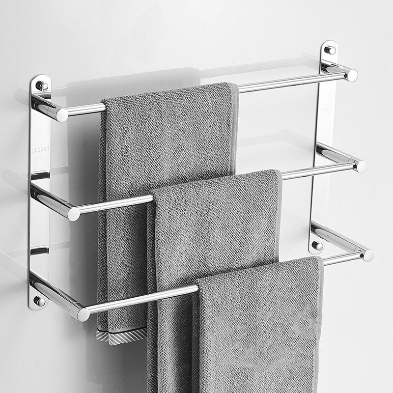 Chrome toalheiro do banheiro 304 barra de toalha de aço inoxidável suporte toalha montagem na parede 40cm/50cm/60cm acessórios do banheiro