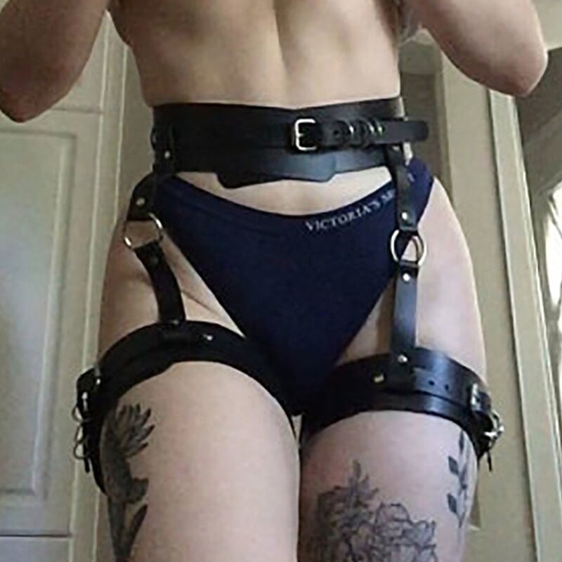 GAMPORL-أربطة جلدية مثيرة للنساء ، حزام عبودية ، أربطة قوطية ، BDSM
