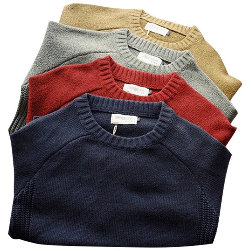 Sweater Pullover Retro Pria Musim Gugur Sweater Streetwear Harajuku Ukuran Plus Rajutan Wol Leher-o Tebal Longgar Kasual Fashion Baru M-5XL
