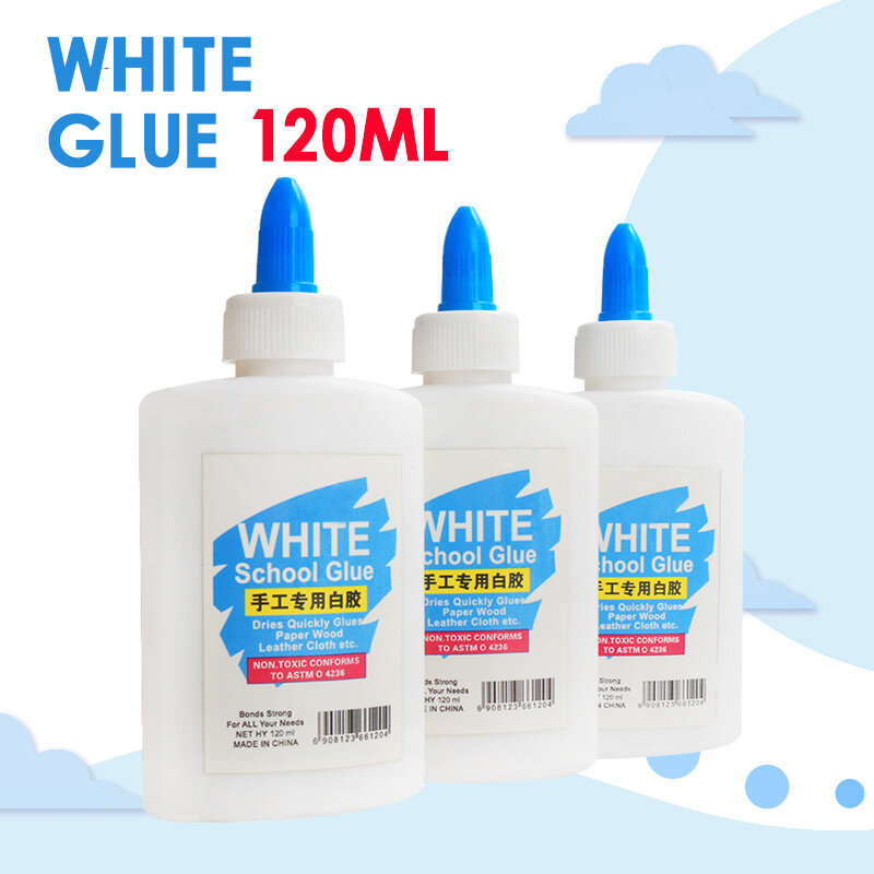 Pegamento blanco, 120ml, adhesivo líquido lavable, súper fuerte, para manualidades, escuela y oficina