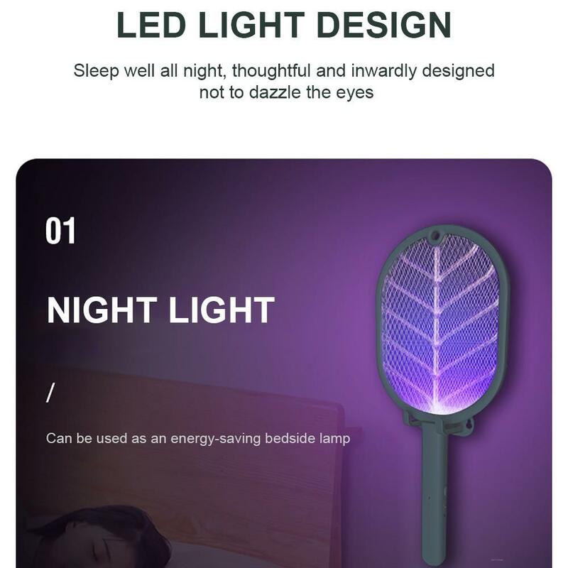Two-in-One Electric Mosquito Killer Racket Wall-Mounted UV 365nm Bug Zapper USB Charging Fly Trap Summer Fly Swatter For Home