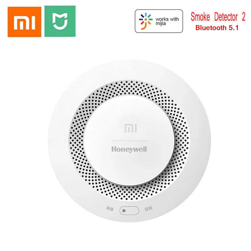 Xiaomi detector alarm humo Honeywell Sensor de alarma de fuego Audible y alarma Visual funciona con Gateway 2 Control remoto inteligente de la aplicación del hogar
