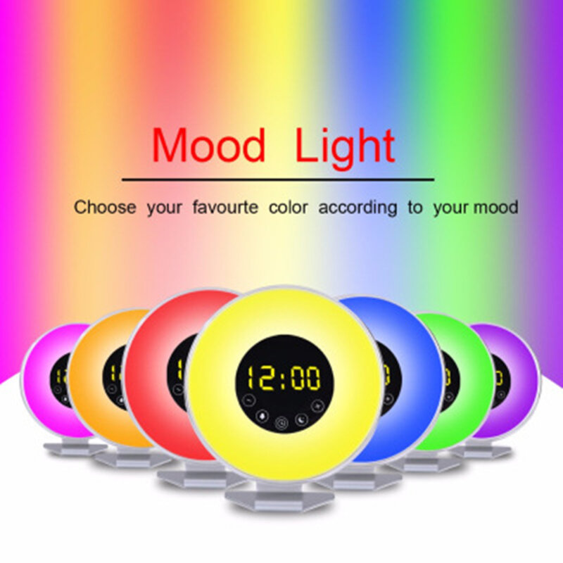 Touch Wake Up Lights Digitale Wekker Kleurrijke Sfeer Bedlampje Zonsondergang Zonsopgang Geheugen Radio Slaap Light Novelty Gifts