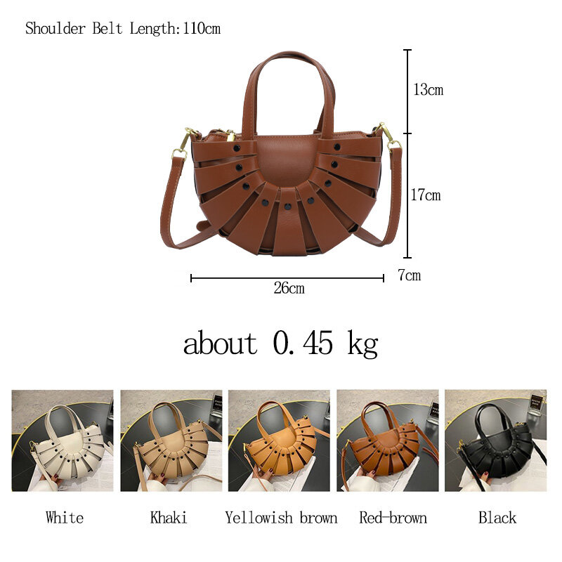 Hollow Out Pu Leather Shoulder Bags for Women 2021 New Fashion Women's Handbag Casual Solid Color Crossbody Bag Sac Epaule