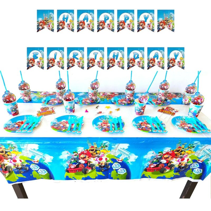 Desenhos animados super mario odyssey tema festa de aniversário das crianças suprimentos banner chá de fraldas crianças festa de aniversário chuveiro decoração
