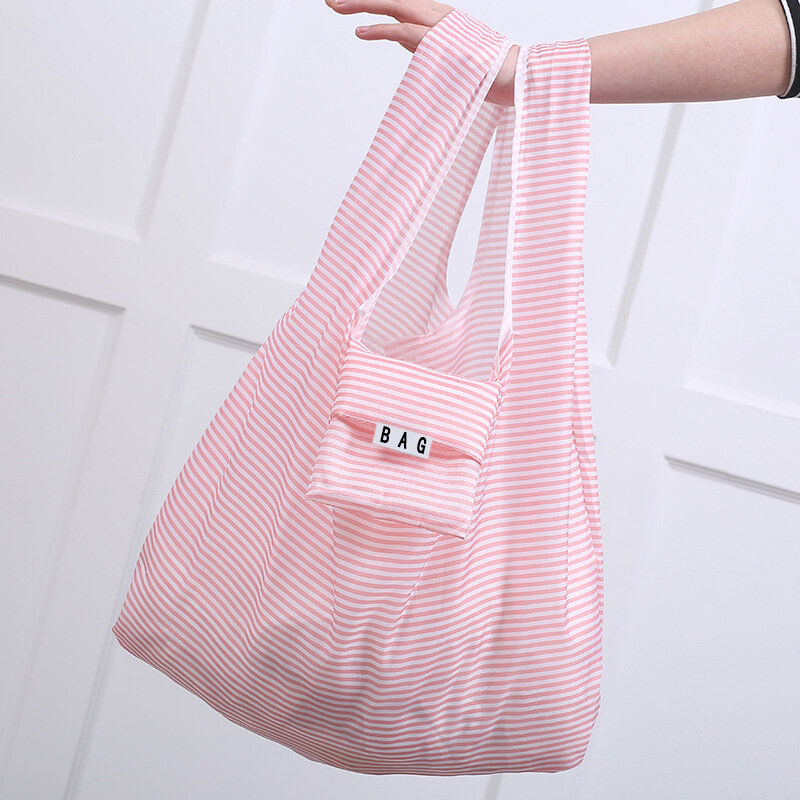 6 style New Fashion printing foldable green shopping bag Tote Folding pouch handbags Convenient Large-capacity storage bags