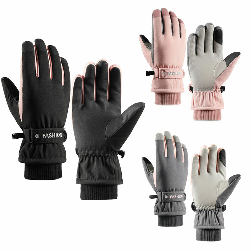 Зимние перчатки, женские лыжные перчатки с сенсорным экраном, термоперчатки, теплые перчатки, водонепроницаемые велосипедные женские перч...