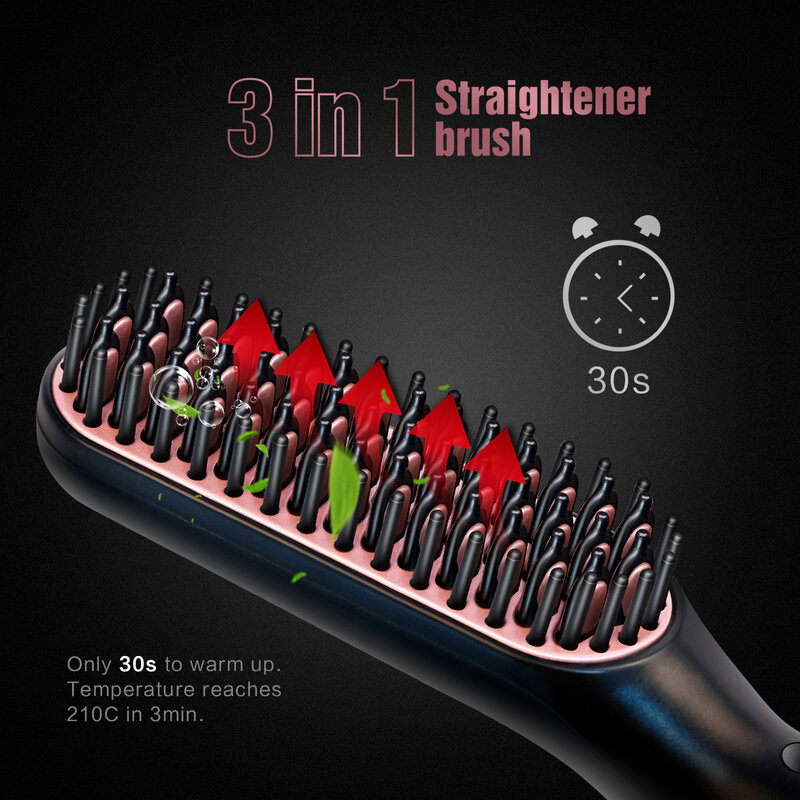 2 In 1 Beard And Hair Strainghtener Brush Curling Iron Straightening Comb Quick Hair Styler Electric Hair Brushes Styling Tool