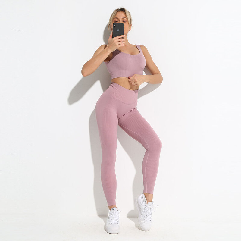2/3PCS Seamless Fitness Women Yoga Suit High Workout Sport Set Padded Sports Bra High Waist Sports Legging Gym Yoga Suits