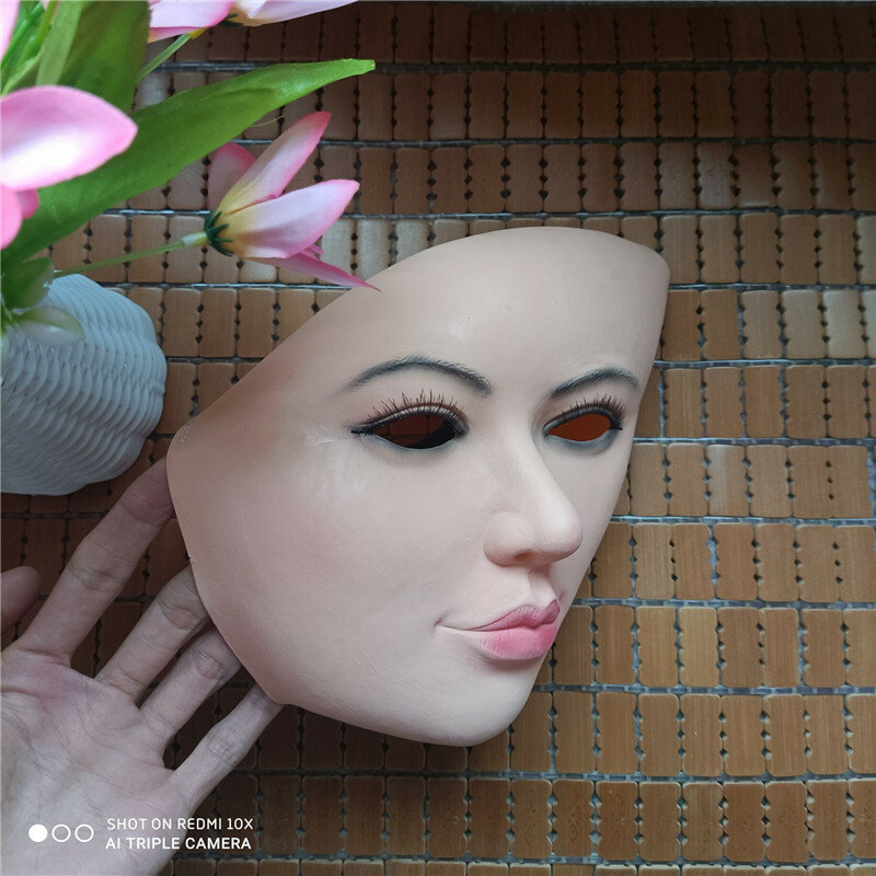 Sexy Party Masquerade Realistic Skin Doll Mask Female Latex Beauty Face Mask Cosplay Transgender Crossdress Shemale Mask Adults