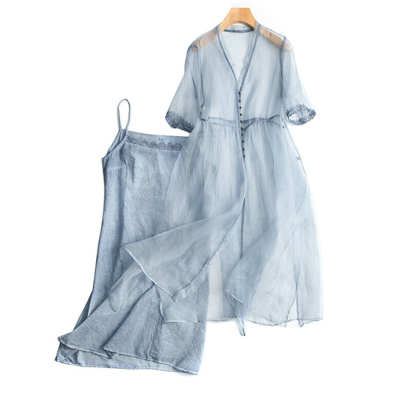 Sexy Zwei stück Sets 2020 Sommer Neue Japan Vintage Fee Kleid Sets Elegante Organza Kleid Original Design Vestidos 2 Stück sets