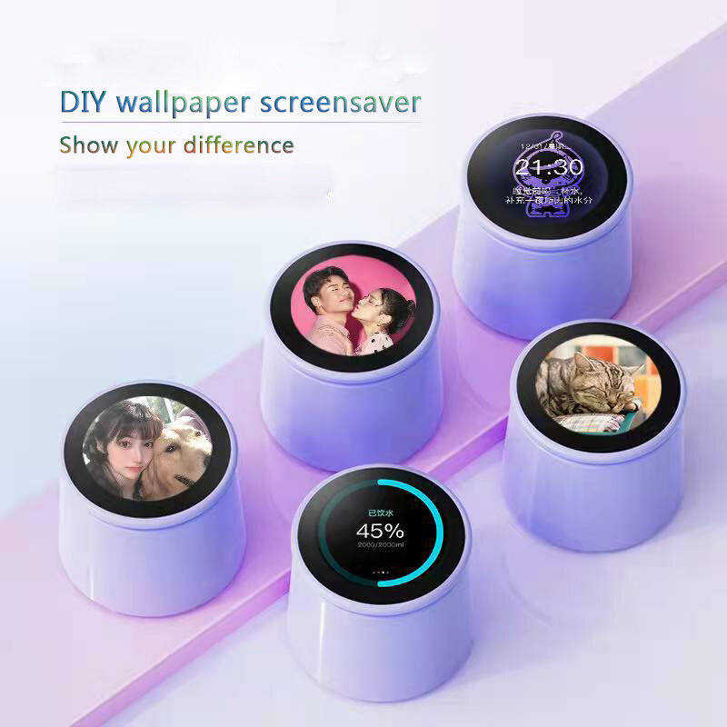 Suiguai 지능형 디지털 제어 스마트 휴대용 보온병 컵 컬러 스크린 DIY 사진 스마트 워터 컵 높은 가치 선물