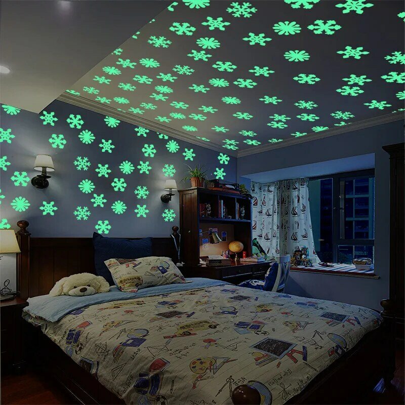 Флуоресцентные наклейки на стену, 3D стикеры со звездами и луной, светятся в темноте, для гостиной, детской комнаты