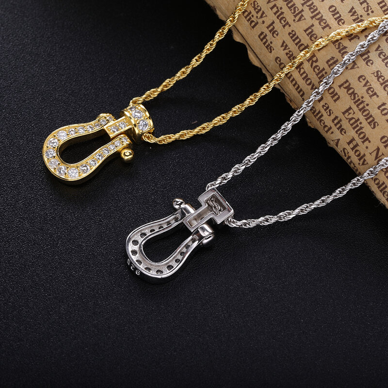 Slovecabin Wholesale 2019 Japan Gold Long Chain Man Horseshoes Pendant 925 Sterling Silver Handmade Woven Necklace Jewelry