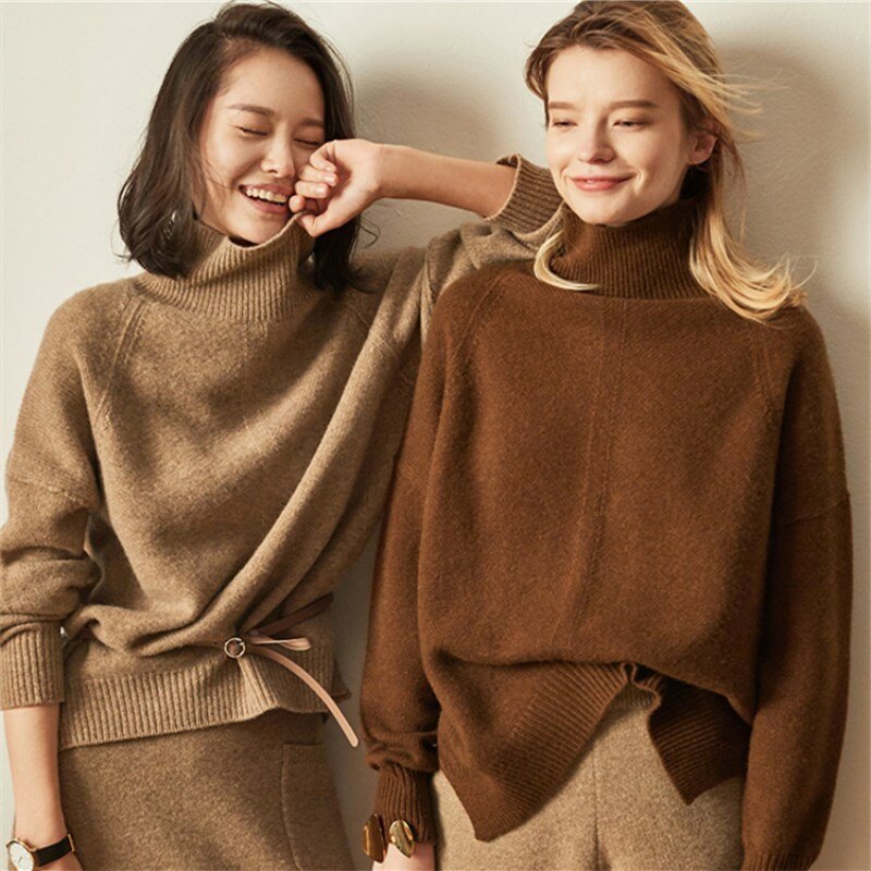 Berylbella suéter feminino de inverno, pulôver quente, grosso, folgado, de caxemira, para mulheres, tops, de tricô, feminino