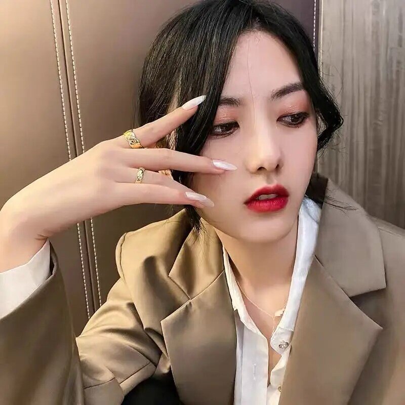 Classic Rhombic Cross Gold Rings For Woman 2021 New Korean Fashion Jewelry Student Girl's Party Gift Unusual Finger Accessories