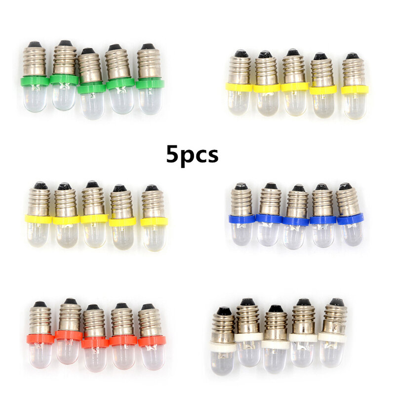 5Pcs Low Power Verbrauch E10 LED Schraube Basis Anzeige Birne Kalt Weiß 6 V/12 V/24 V DC Glühbirne Großhandel