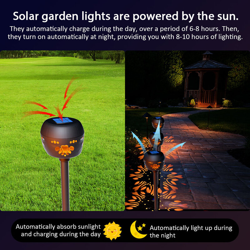 Lampa solarna LED na trawnik, wodoodporna zewnętrzna projekcja lampa gruntowa, oświetlenie słoneczna lampka drogi na wystrój ogrodu krajobraz
