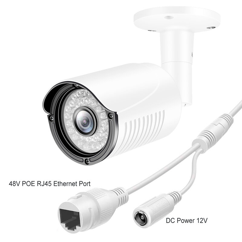 كاميرا IP 5MP POE في الهواء الطلق H.265 Onvif الأبيض رصاصة مقاوم للماء شبكة للرؤية الليلية 1080P كاميرا مراقبة