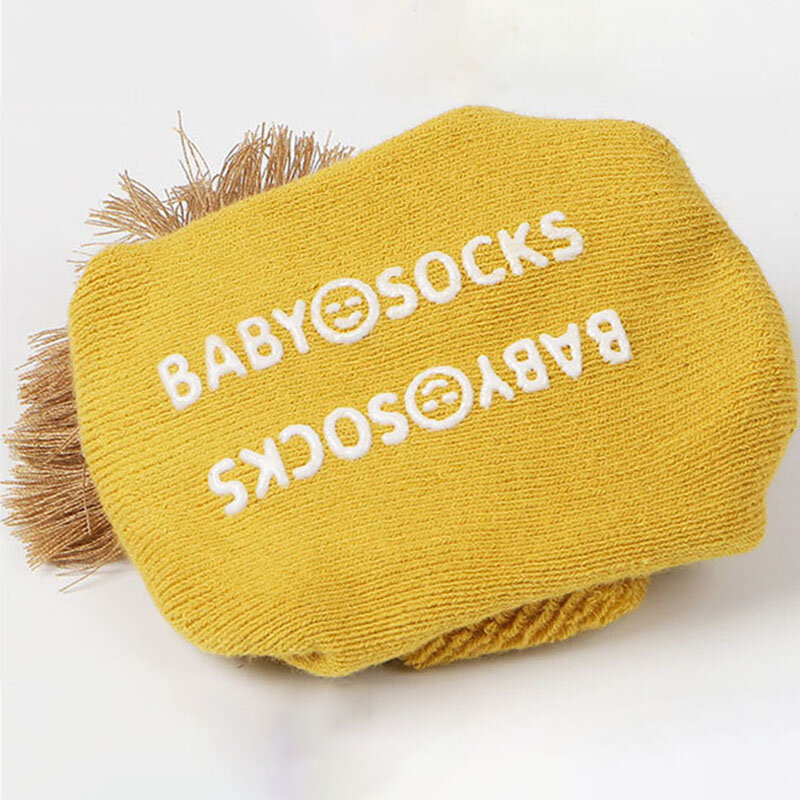 Chaussettes chaudes antidérapantes pour bébé, 1 paire, épaisses, en coton, pour garçon et fille, motif Animal de dessin animé mignon, automne et hiver