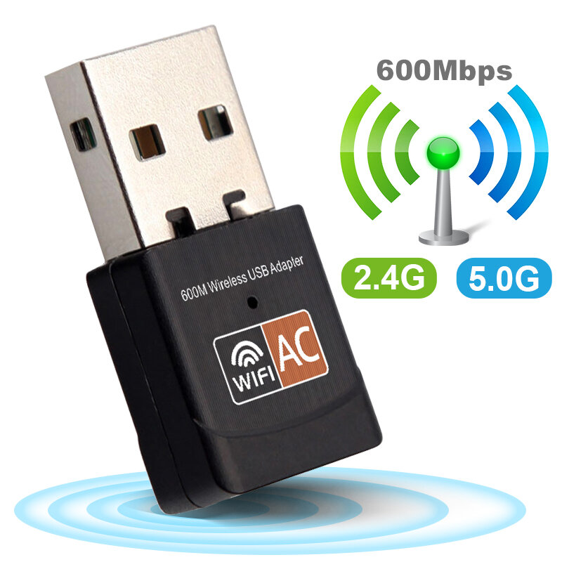 Wireless USB WiFi Adapter 600Mbps wi fi Dongle PC Network Card Dual Band wifi 5 Ghz Adapter Lan USB Ethernet Receiver AC Wi-fi